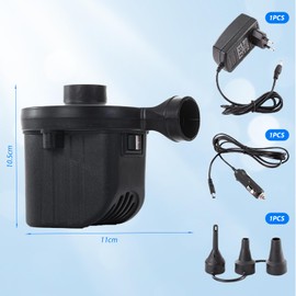 Electric Air Pump for Air Mattress with 3 Nozzles 2025 - 2 in 1 Air Pump Electric Fast Inflate Deflate, Pump Air Mattress for Air Mattresses, Inflatable Pool, Swimming Ring, Inflatable Boats