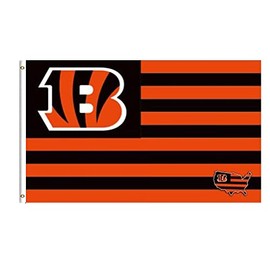 Yerchic Bengals Flag Cincinnati Strips Banner 3 * 5ft for Sports Fans Garage Indoor Room Man Cave Wall Decoration Durble Polyester Tapestry
