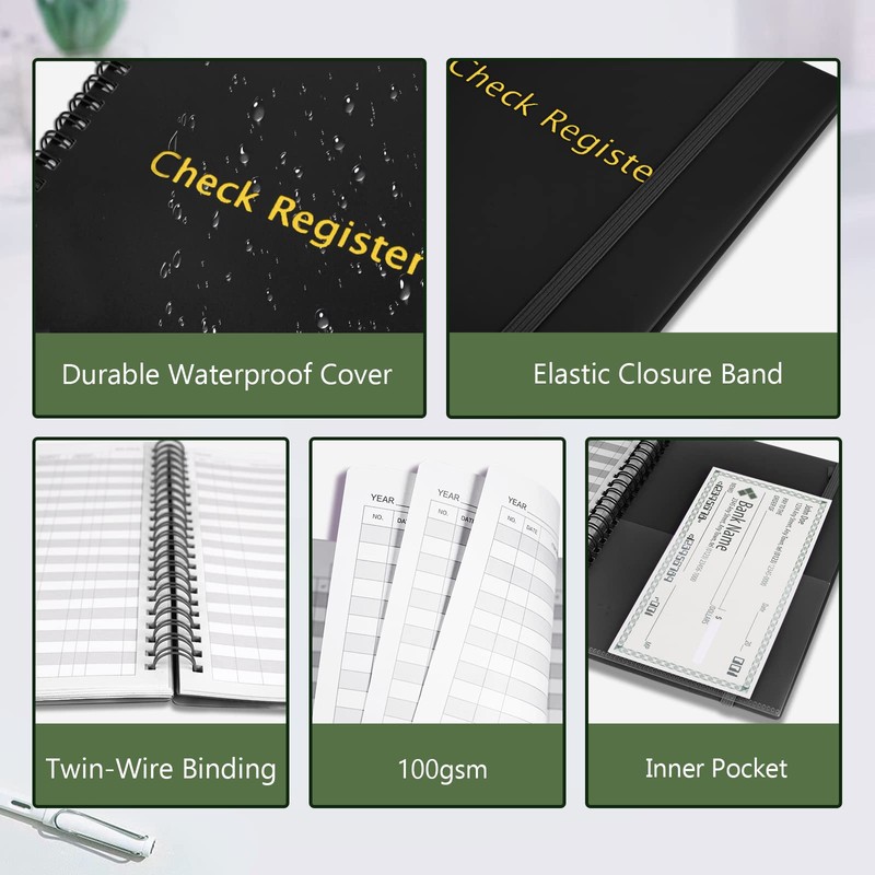 Homlive Check Registers for Personal Checkbook, Double Spiral Check Register