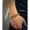 BIYONGDE Mens Cuban Link Chain Bracelet, Gold Color Miami Cuban