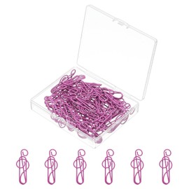 PATIKIL 50pcs Paper Clip, Musical Style Paper Clip Small Cute Rust-Proof Metal Strong Durable Bulk for Office Home, 40mm, Hot Pink