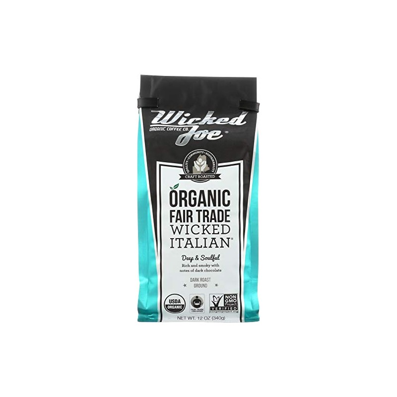 Wicked Joe Organic Coffee Wicked Italian Ground, 12 Ounce