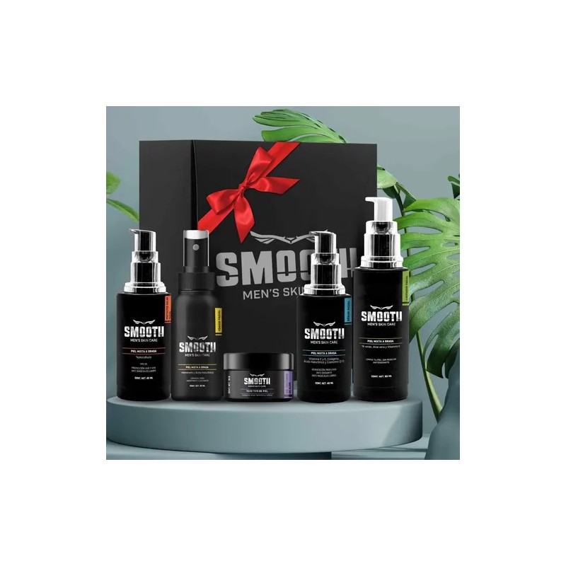 Kit Facial Antiedad Hombre Smooth Piel Mixta Grasa 5pz