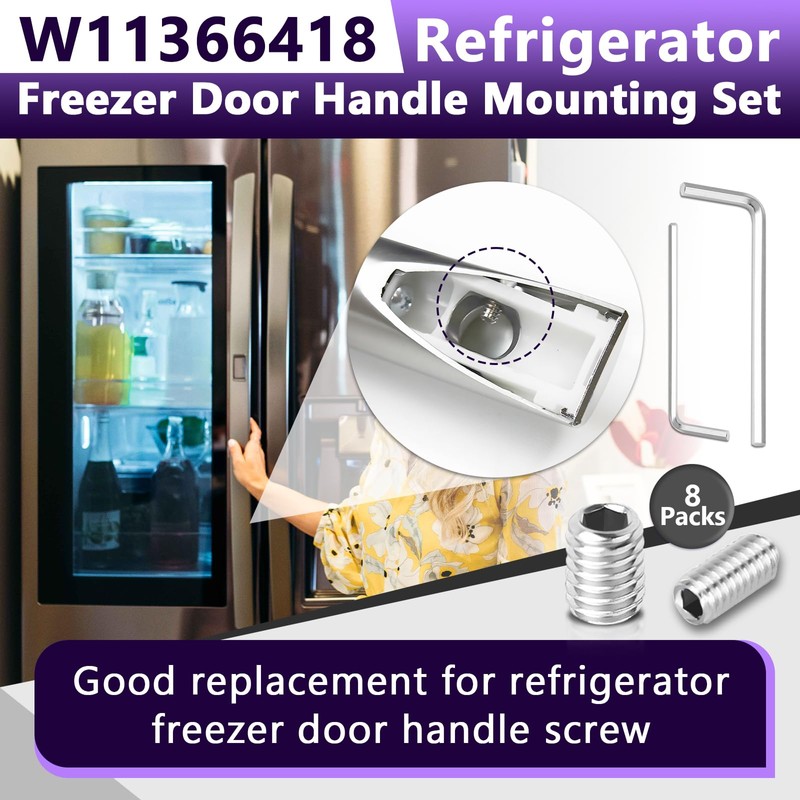 8 Packs W11366418 Refrigerator Freezer Door Handle Mounting Set Screw,