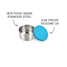 LunchBots 1.5oz Leak Proof Dips Condiment Containers - Set of 3 (1.5 oz) - Spill Proof in Bags and Bento Boxes - Food Grade Stainless Steel and Silicone Lids - Dishwasher Safe - Floral Set