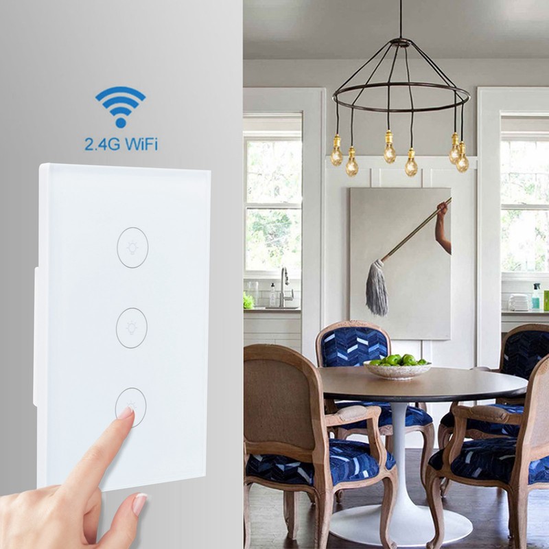 3 Gang Smart WiFi Light Switch Panel Touchable Wireless APP