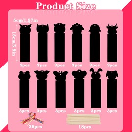 APLZGMG 36 Pcs Magic Animal Scratch Bookmarks, 12 Styles Magic Rainbow DIY Art Craft Paper Bookmarks, Party Favors DIY Craft Kit with Scratching Tools Ribbons Crafts Kit for Activities Birthday Gifts