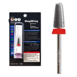MagiBling Straight Cut Two-way Rotation Nail Drill Bits, Volcano 3/32'' Professional Tungsten Carbide Bits, Manicure Pedicure Cuticle Soft Hard Gel Removal Polishing, Fine