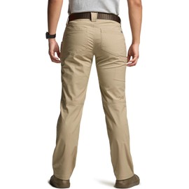 CQR Women's Flex Stretch Tactical Pants, Outdoor Hiking Pants with Pockets, Water Resistant Ripstop Work Pants, Sub Rosa Alamo Khaki, 4