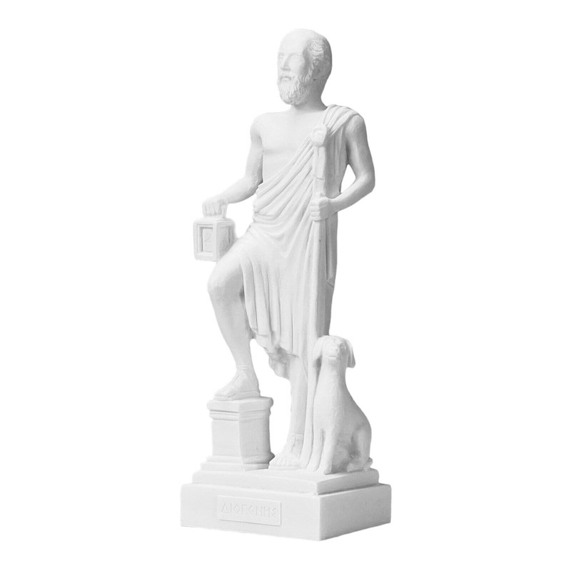 Diogenes The Cynic Ancient Greek Philosopher Statue Sculpture Figure White