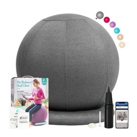 ENOVI ProBalanceΩ Yoga Ball Chair, Exercise Ball with Slipcover and Base for Office and Home, Birthing and Pregnancy, 55cm, FG