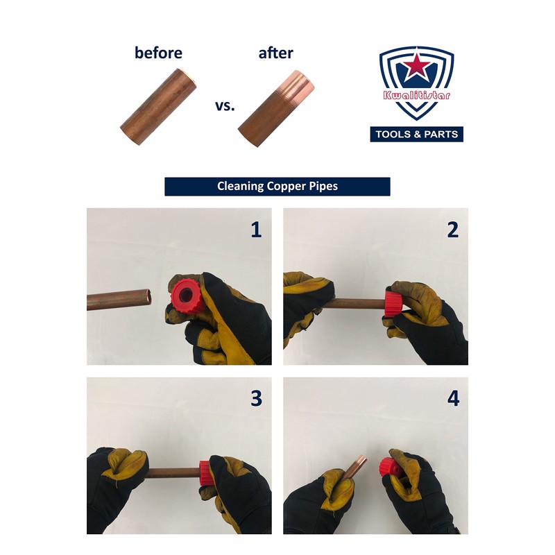 Copper Pipe Cleaner Set [7PC_3-Size] 3 Pipe Cleaning Brushes 3