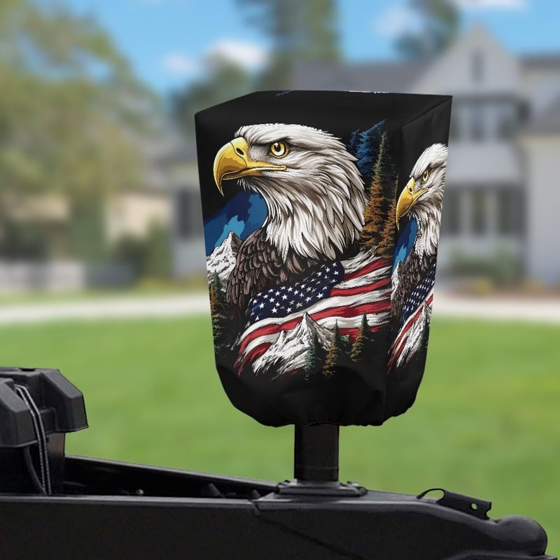 Wismoutput American Flag Eagle 300D Polyester Waterproof Universal Trailer, RV