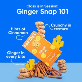 Gluten Free Partake Ginger Snap Crunchy Cookies - Vegan - Free From the Top 9 Allergens Including Dairy, Wheat, Soy, Eggs, & Peanuts - Non GMO - Safe School & Office Snack (6 Pack, 5.5oz Boxes)