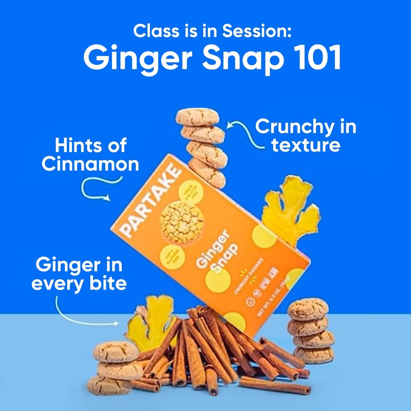 Gluten Free Partake Ginger Snap Crunchy Cookies - Vegan -