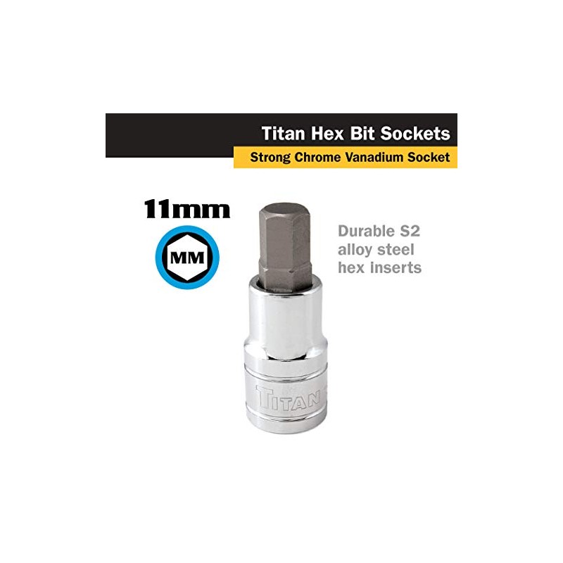 Titan 15611 1/2-Inch Drive x 11mm Hex Bit Socket
