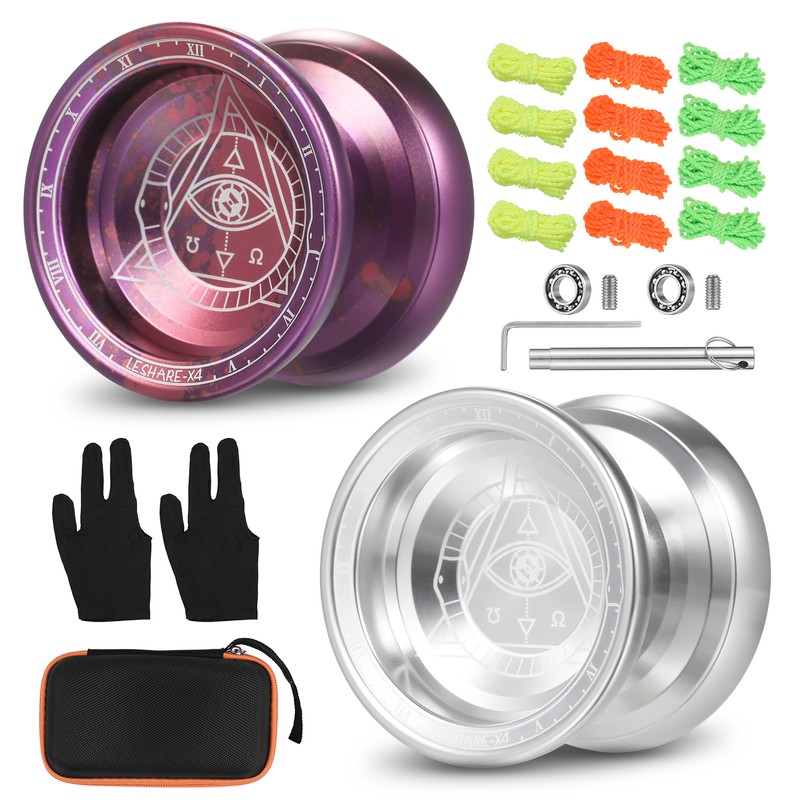 2pcs Competitive Yoyo Aluminum Alloy Yoyo Ball with Strings and