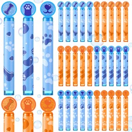 Shappy 60 Pcs Dog Paw Bubble Wands Bulk Mini Bubble Wands Party Favors Small Bubbles Birthday Party Gift for Novelty Gifts (Blue and Orange)
