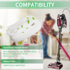 12 Pack Replacement Filters for Shark Rocket Deluxe Pro HV319Q, HV320,HV320W, HV321, HV322, HV324Q, HV325, HV330, UV422, 080FTV320 & 1084FTV320