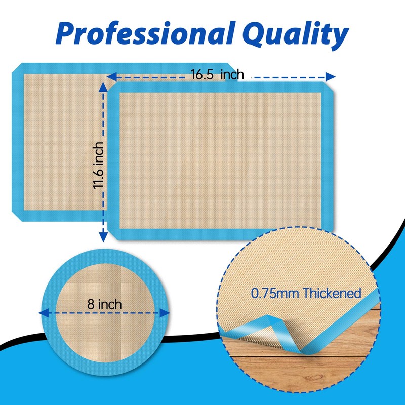 UBeesize 3 Pack Silicone Baking Mats, Non-Stick Oven Liners, Reusable