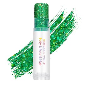 Green Hair Glitter Stick, Perfect Sparkling Theme Day Neon Outfit Singer Concert Music Rave Festival Party Accessories Face and Body Glitter Makeup.