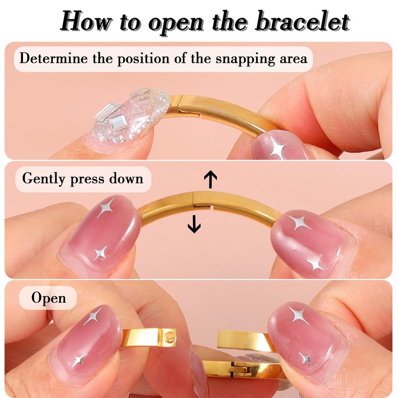 JJDreams Stainless Steel Bracelet with Rhinestones Simple Style Bangle for
