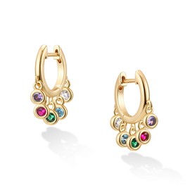 Befettly Rainbow Huggie Earrings for Women 14k Gold Plated Cuff Earrings Cartilage Earring Small Huggie Hoop Earrings