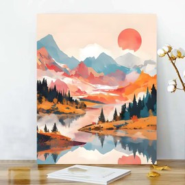 ShineSnow Mountains Sunrise Lake Landscape Painting by Numbers DIY Kits for Adults 16x20 inch Acrylic Paints for Canvas Painting Paint by Number Kit Gifts for Women Home Decor