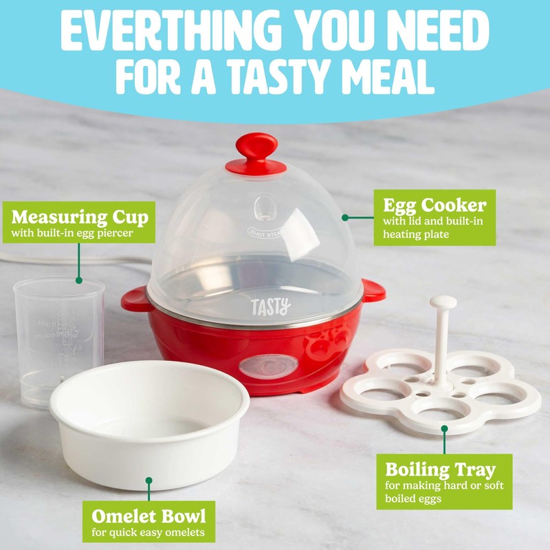 Tasty Mini Rapid Egg Cooker, 5-Egg Capacity for Perfect Hard