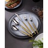 Lemeya 20-Piece Hammered Silver Gold Silverware Set,18/10 Stainless Steel Forging