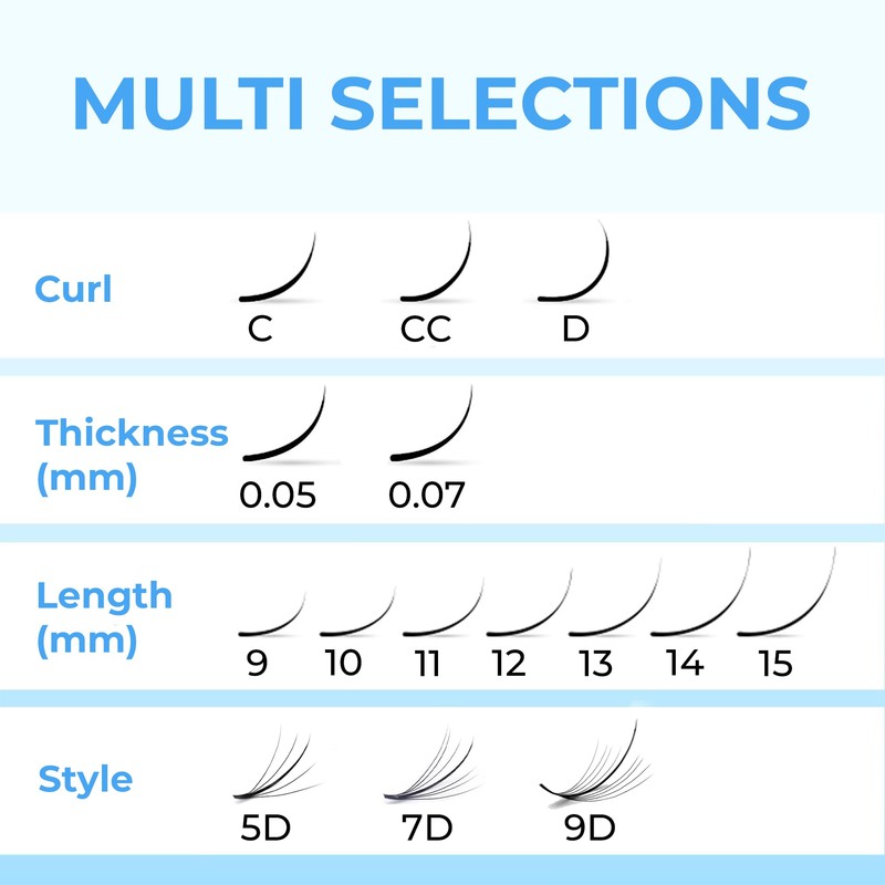 TEGAN LASH 500 Wispy Premade Fans Eyelash Extensions, Handmade Volume