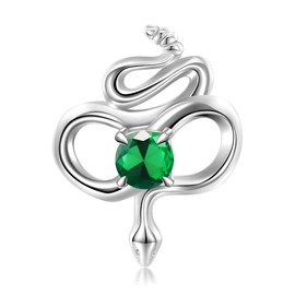 DESTIN Birthstone Snake Charms for Bracelets 925 Sterling Silver Jewelry Gifts for Mom Women Wife for Mothers Day Birthday Christmas Anniversary（May）