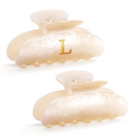 CWJCYTNSN 2 PCS Acrylic Letter Hair Clips for Women Non-slip Glitter Claw Clips for Thick Thin Hair Stylish "L" Hair Claw Teacher Hair Clips Elegant Hair Accessory Girls Large Hair Clip