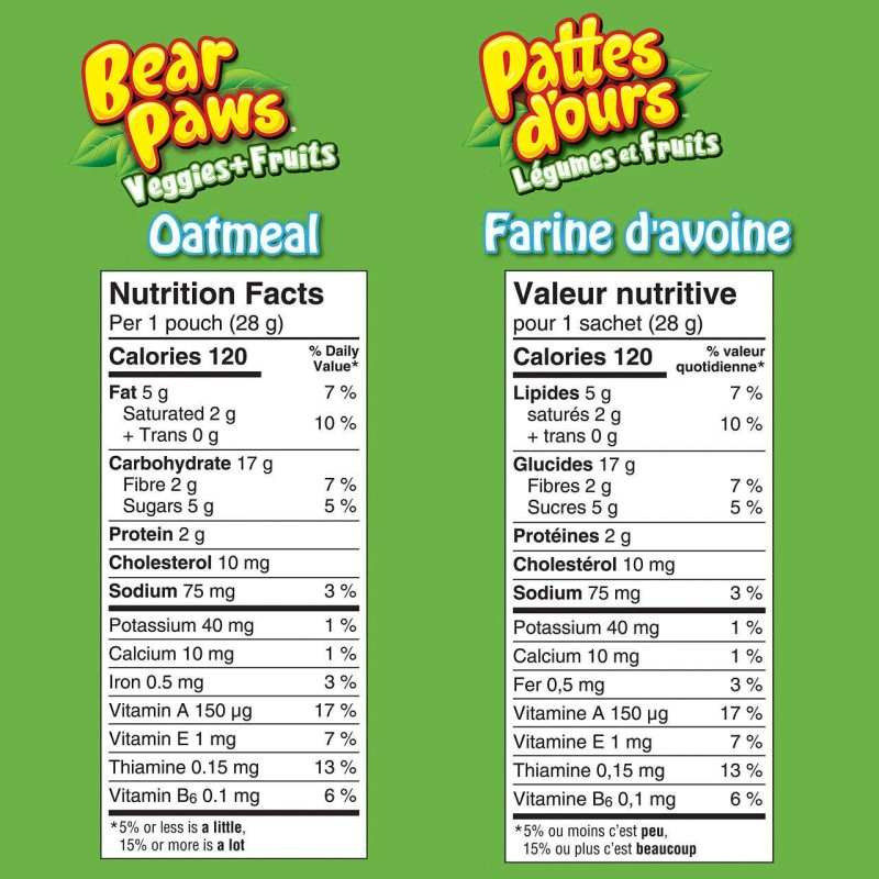 Dare Bear Paws Fruit & Veggies Oatmeal Cookies, 168g/5.9 oz