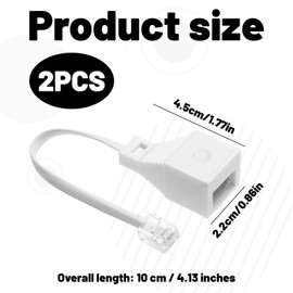 Miiqxx 2PCS RJ11 to BT Adapter,Phone to Ethernet Adapter,RJ11 Plug to BT Phone Cables for Landline,VOIP Adapter,Connector for 6P4C FAX Machine,Modems, Routers and Printers