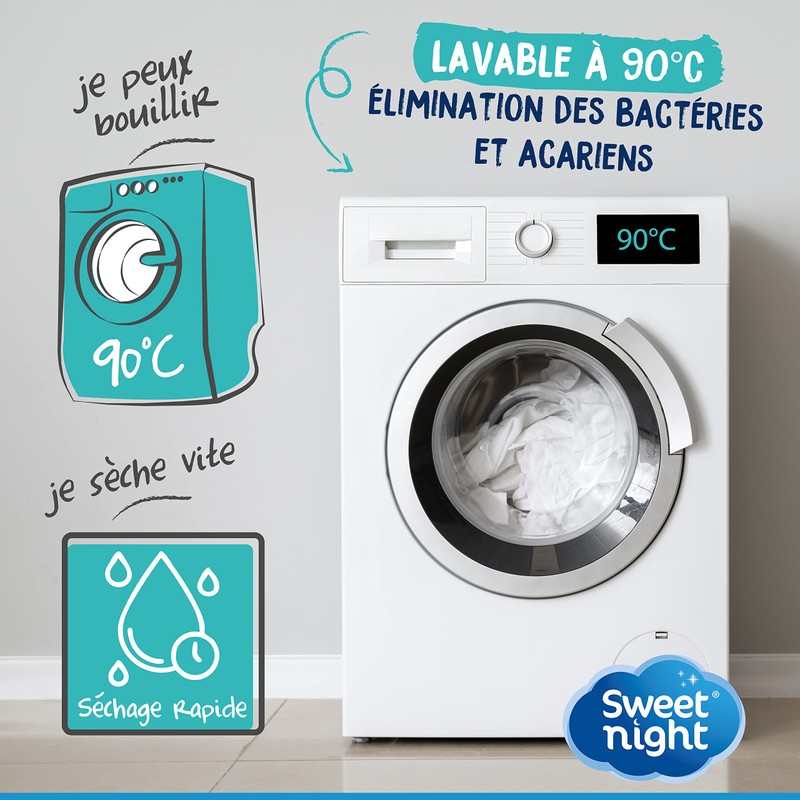 SWEET NIGHT Mattress Protector, Polyester, White, 100x200 cm