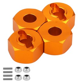 Pothyes 4PCS Metal 12mm Extended Wheel Hex Hub Adapter for MJX Hyper Go H16 16207 16208 16209 16210 1/16 1/14 RC Car Upgrades Parts Accessories (Orange)