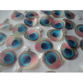 Original Teal Blue Green Peacock Feathers 1 Inch for Decorating Desserts Wedding Cake Cupcake Pack of 192