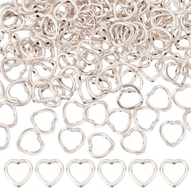 SUNNYCLUE 1 Box 200Pcs Heart Bead Frames Hollow Heart Beads Heart Connector Charms Love Linking Rings Tibetan Style Alloy Bead Frame for Jewelry Making DIY Bracelet Necklace Earring Beads Crafts