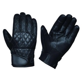 UNIK JUST FOR BIKERS Derringer Men's Diamond Stitch Motorcycle Leather Full Finger Gloves (5XL)