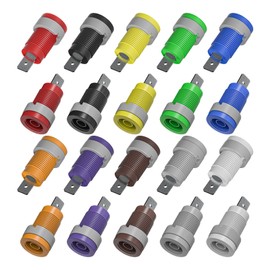 Cleqee 20PCS 4mm Banana Female Jack Panel Mount Socket Binding Post Adapters Ten Colors for 4mm Banana Plug Connectors