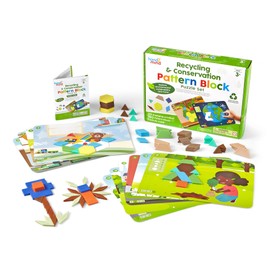 Learning Resources Shaping Stone Laying Set Recycling and Environmental Protection Shape Puzzle Tangram for Children Aged 4-8 Years, Shape Stones Pattern Cards, Laying Rocks, Geometric Shape Set for
