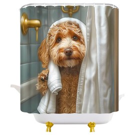 JEJOMEAG Funny Dog Shower Curtain Cute Pet Animal Fabric Bathroom Decor Curtain with Hooks, 70Wx70H