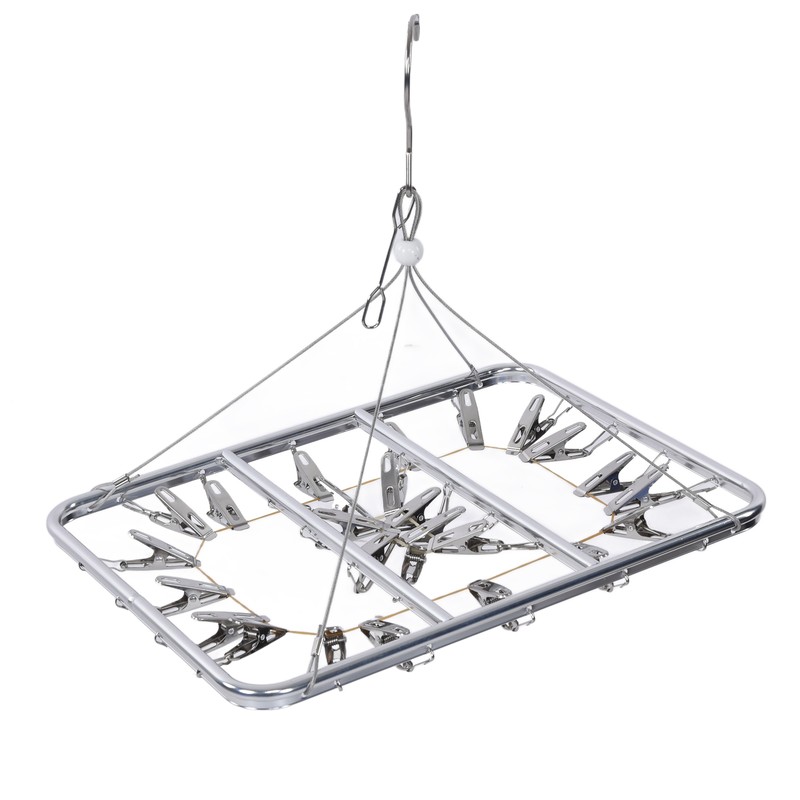 Multifunction Aluminum Alloy Laundry Drying Rack with 26 Clips for