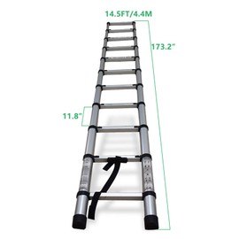LABLT Aluminum Extendable Ladder Collapsible Ladder Folding Telescoping Ladder, Multi-Use, 330 lbs Capacity, 10.5FT/12.5FT/14.5FT