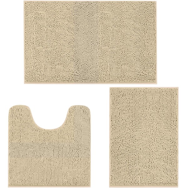TREETONE Bathroom Rugs Sets, Thick Soft Absorbent 3 Piece Chenille