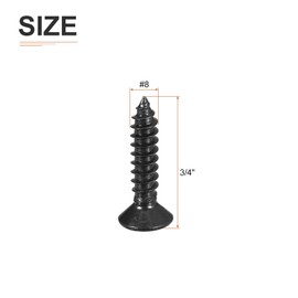 DTGN 100Pcs #8x3/4" Flat Head Wood Screws, 304 Stainless Steel Phillips Self Tapping Screws - Good for Woodworking, Furniture - Black