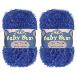 JubileeYarn Baby Bear Yarn - Chunky Weight Polyester Fur - 100g/Skein - Royal Blue - 2 Skeins