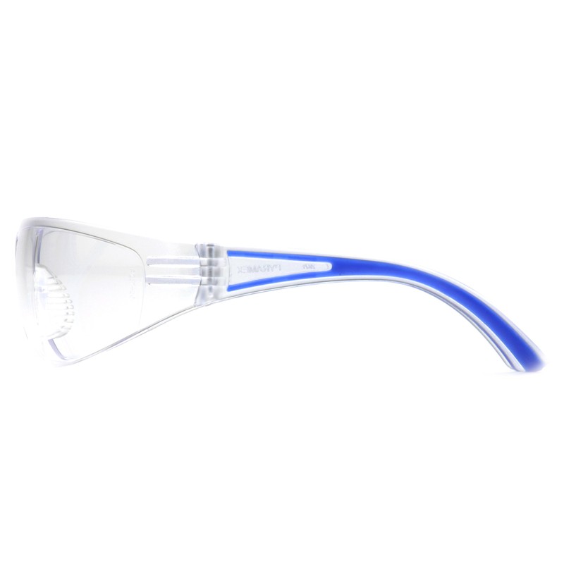 Pyramex Cortez Safety Eyewear, Clear Lens With Navy Temples