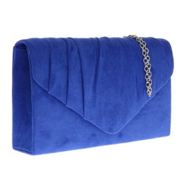 Girly Handbags Womens Faux Suede Clutch Bag Pleated Design Evening Party Royal Blue